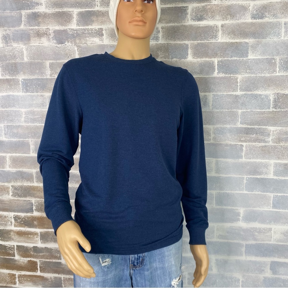 Men’s Long Sleeve Pull Over Lounge Shirt Royal Blue Size Small